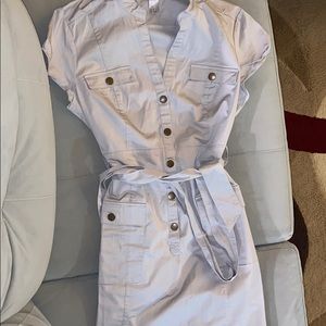 Cute cute stretchy khaki snap button dress w/belt